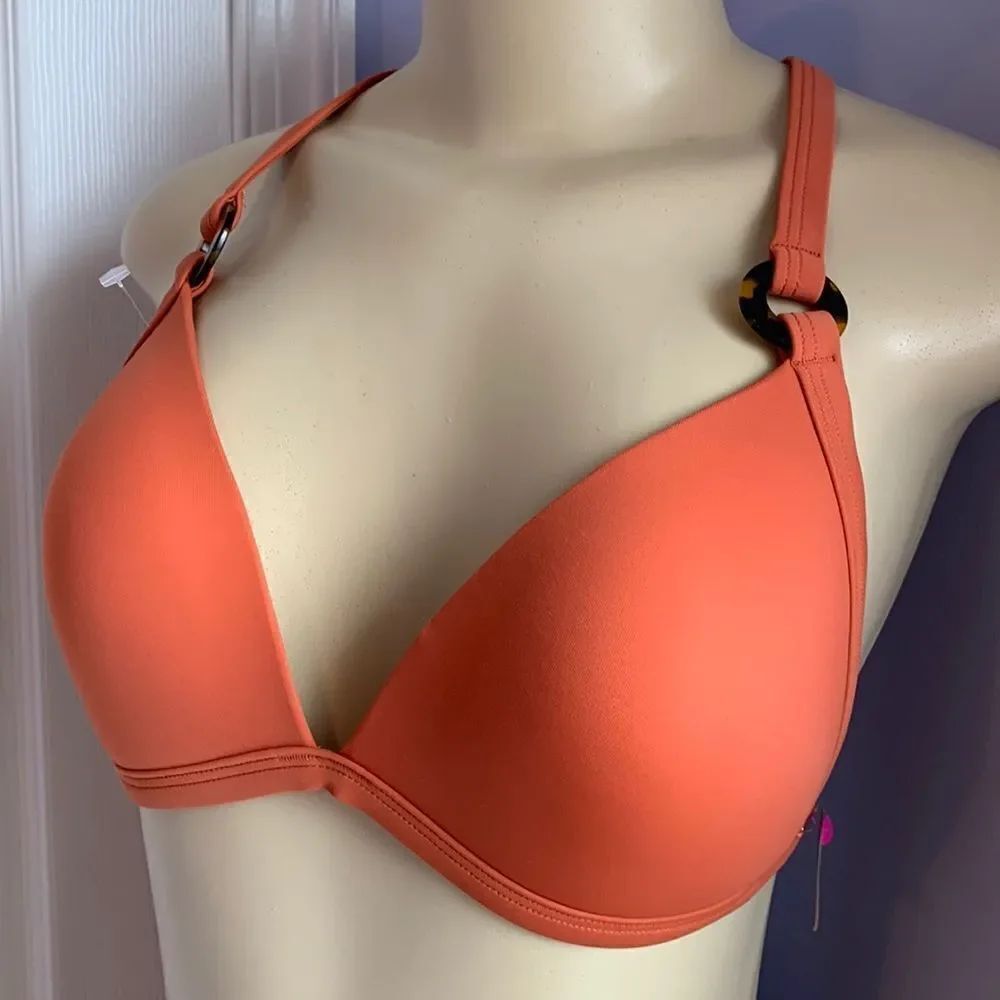 Victoria’s Secret Pink Push-up Triangle Bikini Top Swimwear L Rust Orange
